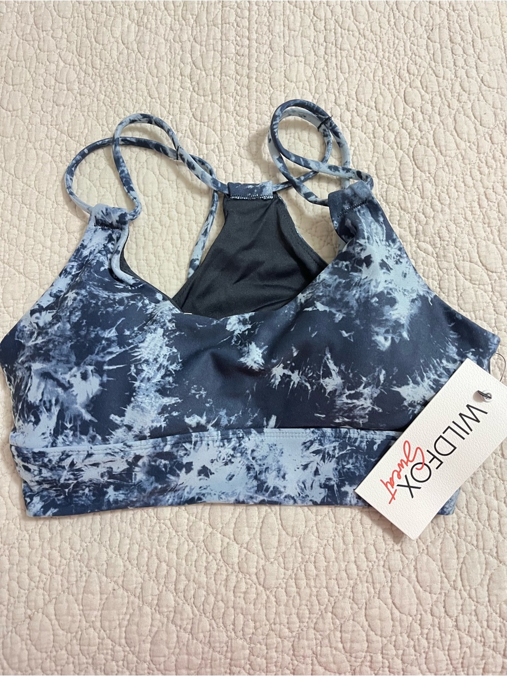 WILDFOX Sports bra  Tie-Dye Blue Bralette medium NWT